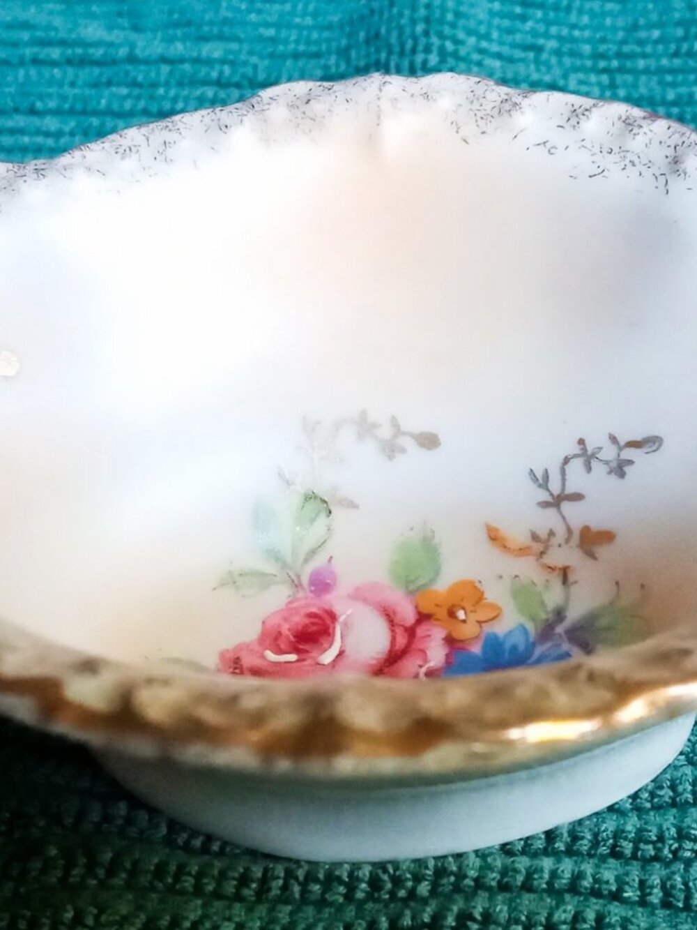 Rare Fine China Trinket Dish/Salt or Finger Bowl Floral Hand Painted Gold Trim - Picture 6 of 11